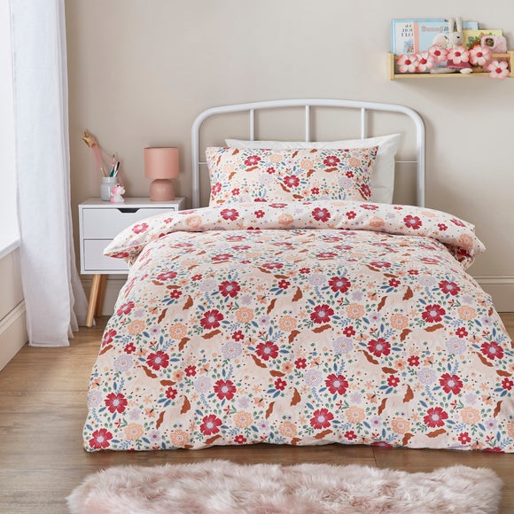 Folk Horse Single Brushed Cotton Duvet Cover and Pillowcase Set