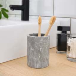 Grey Marble Effect Resin Toothbrush Holder - thumbnail 1