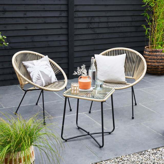 Harp String Garden String Bistro Set Wicker Patio Rattan Bistro