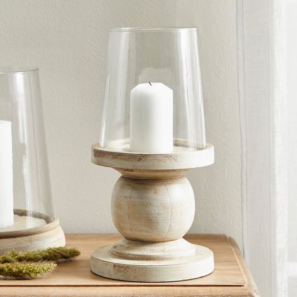 Churchgate Wood Glass Hurricane Candle Holder