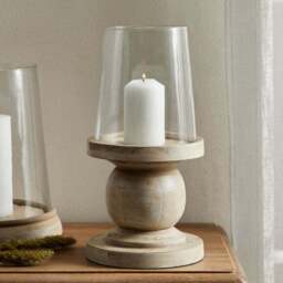 Churchgate Wood Glass Hurricane Candle Holder - thumbnail 2