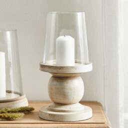 Churchgate Wood Glass Hurricane Candle Holder - thumbnail 1