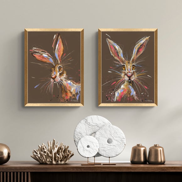Artko Set of 2 Harvey and Hazel Hare by Ashley Saunders Framed Prints - image 1