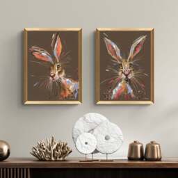 Artko Set of 2 Harvey and Hazel Hare by Ashley Saunders Framed Prints - thumbnail 1