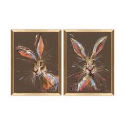 Artko Set of 2 Harvey and Hazel Hare by Ashley Saunders Framed Prints - thumbnail 3