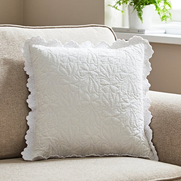 Quilted Embroidered Cotton Cushion Cover - image 1