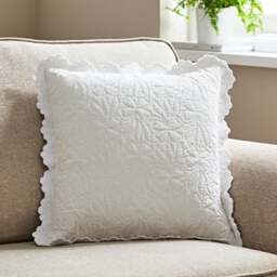 Quilted Embroidered Cotton Cushion Cover - thumbnail 1