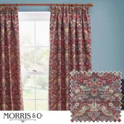 Morris & Co. Strawberry Thief Jacquard Pencil Pleat Curtains - thumbnail 5