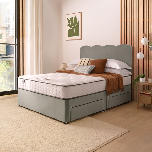 Silentnight Divan Bed With Wave Velvet Headboard and 800 Pocket Sprung Mattress - image 1