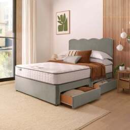 Silentnight Divan Bed With Wave Velvet Headboard and 800 Pocket Sprung Mattress - thumbnail 2