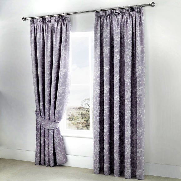 Woven Jasmine Lined Pencil Pleat Curtains with Tie Backs - image 1