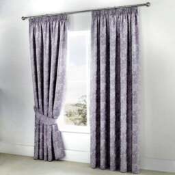 Woven Jasmine Lined Pencil Pleat Curtains with Tie Backs - thumbnail 1