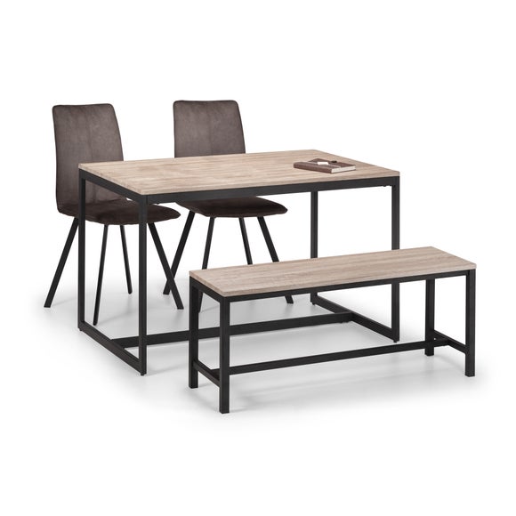 Tribeca 4 Seater Rectangular Dining Table with 2 Chairs and Bench, Black - image 1