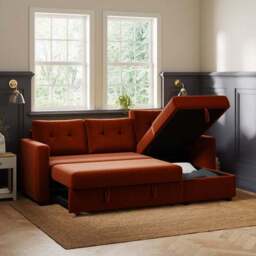Barker Velvet Trundle Corner Chaise Sofa Bed - thumbnail 5
