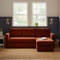 Barker Velvet Trundle Corner Chaise Sofa Bed - thumbnail 2