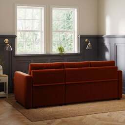 Barker Velvet Trundle Corner Chaise Sofa Bed - thumbnail 3