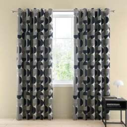 Bromley Modern Geo Eyelet Curtains - thumbnail 2