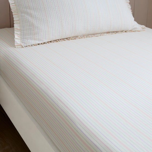 Stripe Seersucker Cotton Fitted Bed Sheet - image 1