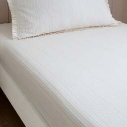 Stripe Seersucker Cotton Fitted Bed Sheet - thumbnail 1