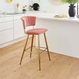 Kendall Bar Stool, Velvet - thumbnail 2