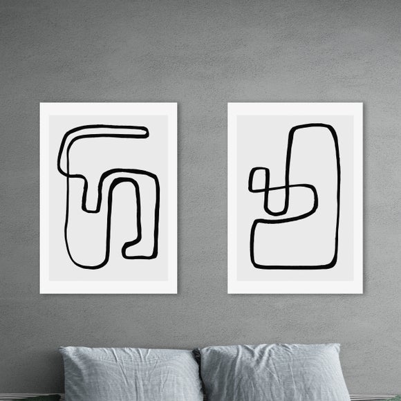 East End Prints Abstract Monochrome Set of 2 Prints by Rafael Farias - image 1