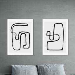 East End Prints Abstract Monochrome Set of 2 Prints by Rafael Farias - thumbnail 1