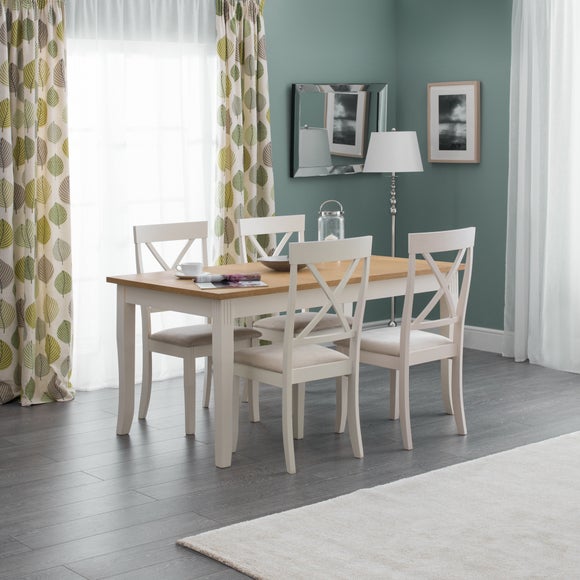 Davenport 4 Seater Rectangular Dining Table with 4 Chairs, Off White - image 1