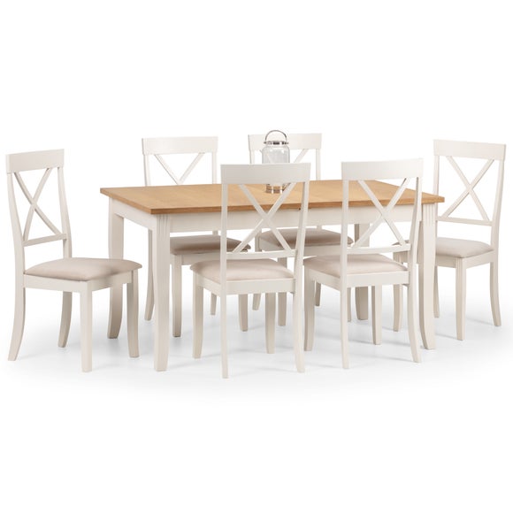 Davenport 4-6 Seater Rectangular Extendable Dining Table with 6 Chairs, Off White - image 1