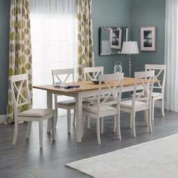 Davenport 4-6 Seater Rectangular Extendable Dining Table with 6 Chairs, Off White - thumbnail 3