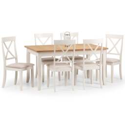 Davenport 4-6 Seater Rectangular Extendable Dining Table with 6 Chairs, Off White