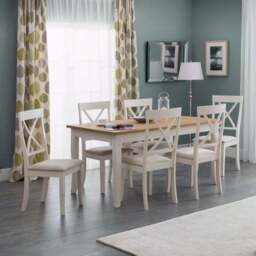 Davenport 4-6 Seater Rectangular Extendable Dining Table with 6 Chairs, Off White - thumbnail 2