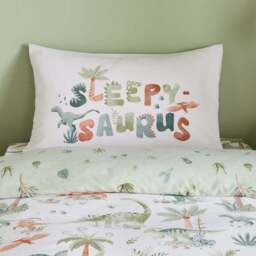 Catherine Lansfield SleepySaurus Brushed Cotton Duvet Cover & Pillowcase Set - thumbnail 3