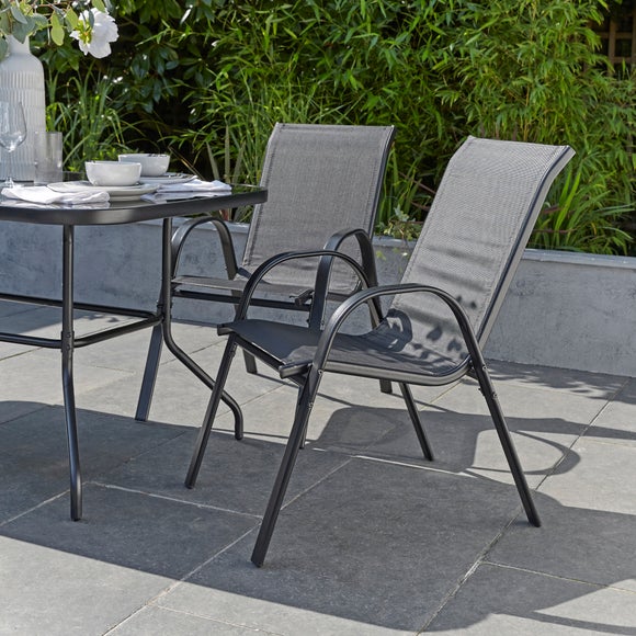 Set of 2 Textilene Stacking Chairs
