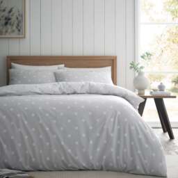 Catherine Lansfield Polka Dot 100% Brushed Cotton Duvet Cover & Pillowcase Set - thumbnail 1