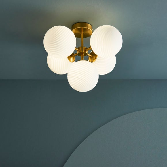 YUBOLE Id-Century 2-Light Ceiling Light Flush Ount Gold Ceiling Light