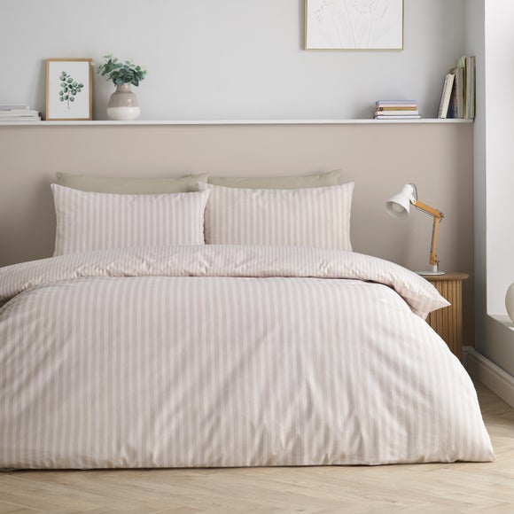 Catherine Lansfield Epping Textured Stripe Reversible Polycotton Duvet Cover & Pillowcase Set - image 1