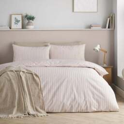 Catherine Lansfield Epping Textured Stripe Reversible Polycotton Duvet Cover & Pillowcase Set - thumbnail 5