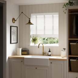 White Fauxwood 50mm Taped Venetian Blind - thumbnail 1