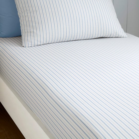 Stripe Seersucker Cotton Fitted Bed Sheet - image 1