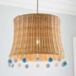 Fiesta Rattan Pom Pom Easy Fit Pendant Shade - thumbnail 1