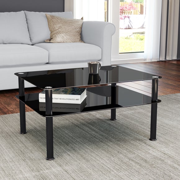 AVF Large Coffee Table, Black Glass with Black Legs - image 1