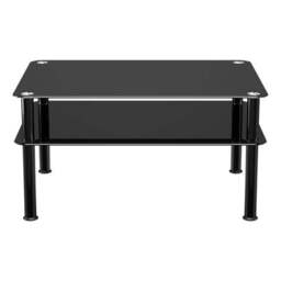 AVF Large Coffee Table, Black Glass with Black Legs - thumbnail 3