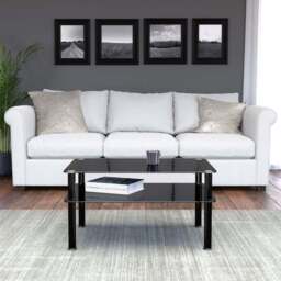 AVF Large Coffee Table, Black Glass with Black Legs - thumbnail 4