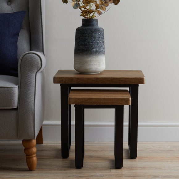 Freddie Nest of Tables, Rustic Wood Effect