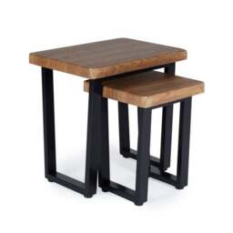Freddie Nest of Tables, Rustic Wood Effect - thumbnail 2