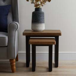 Freddie Nest of Tables, Rustic Wood Effect - thumbnail 1
