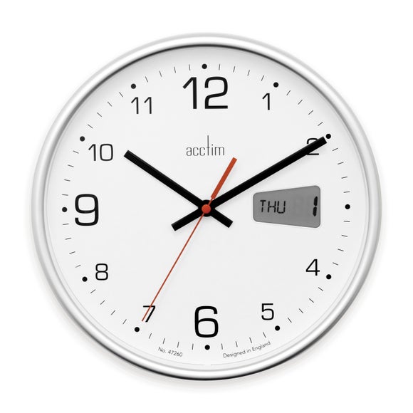 Acctim Kalendar Silver Wall Clock - image 1