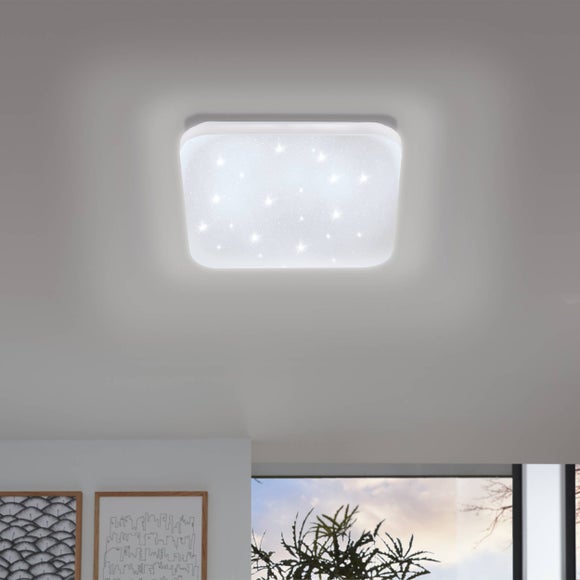 EGLO Frania-S 33cm LED Square Crystal Effect Flush Wall and Ceiling Light - image 1