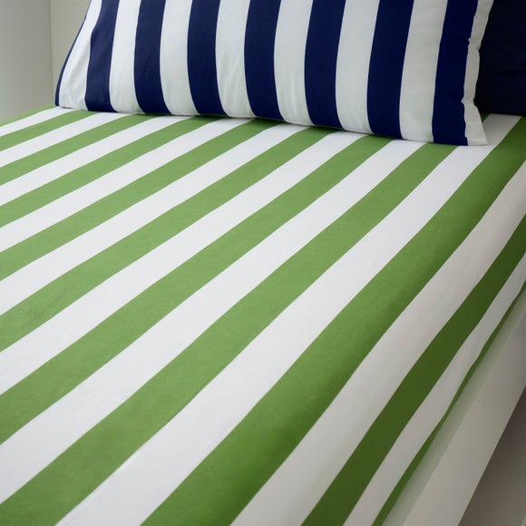 Set of 2 Bold Stripe Cotton Fitted Bed Sheets - image 1
