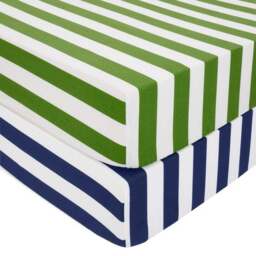 Set of 2 Bold Stripe Cotton Fitted Bed Sheets - thumbnail 3